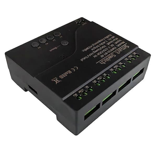 4CH Wifi Smart Relébryter Tilgangskontrollbryter APP RF Svart