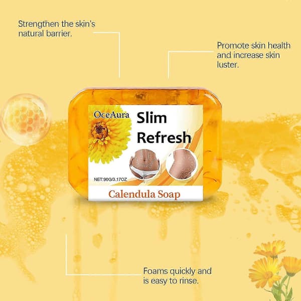 Refreshing Calendula Soap - Refreshing, Light, Gentle Skin Cleanser & Shaping Cleansing Soap