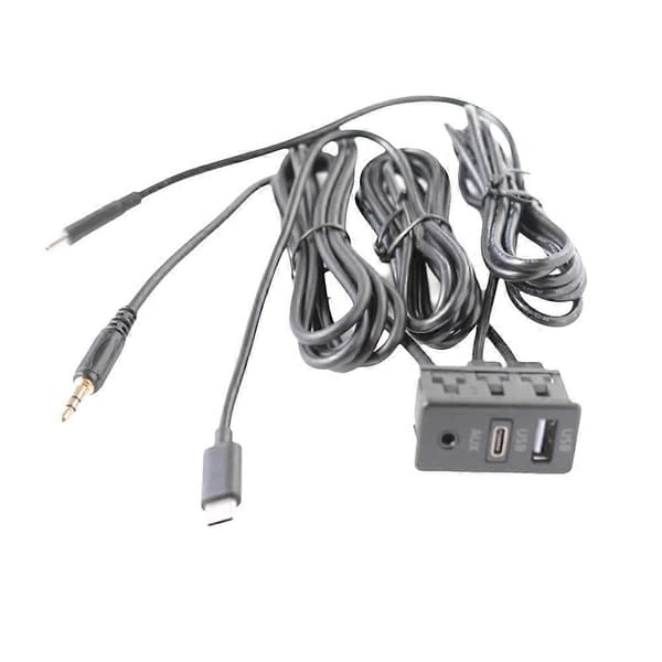 Auton Android-navigointikoneen AUX-paneeli kaksois-TYPE-C+AUX-tulo USB+AUX-liitäntäpaneelin laajennus Black