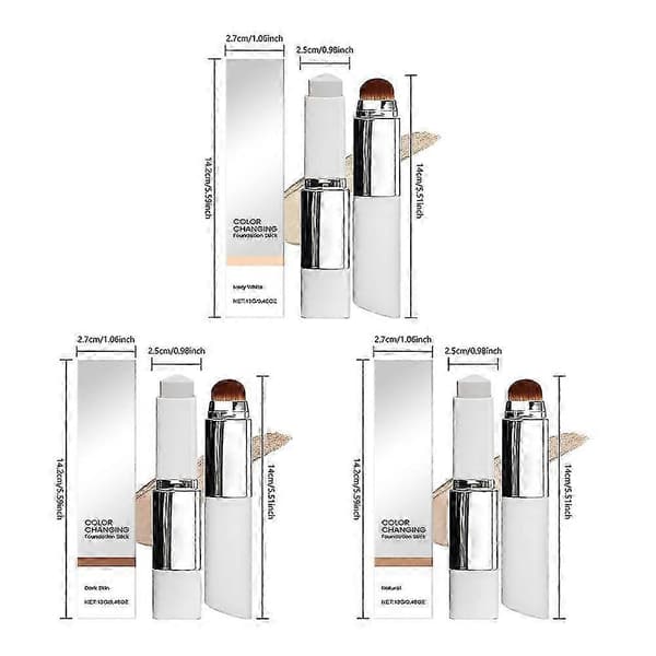 2-in-1 Color Changing Foundation Stick, Medium to Full Coverage Dewy Finish Base Makeup, Great Gift Idea, Happy H
