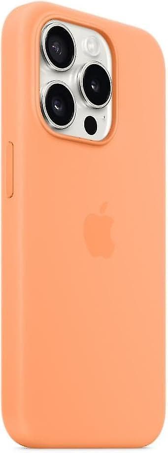 For Apple iPhone 15 Pro Silicone Case with MagSafe (Orange Sorbet)