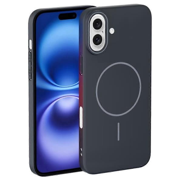 Cover til iPhone 16 Kompatibel med MagSafe Slim PC Bagside - Mørkegrå (Mørkegrå)