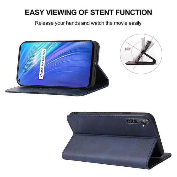 Magnetic Leather Case for Realme 6 (Blue)