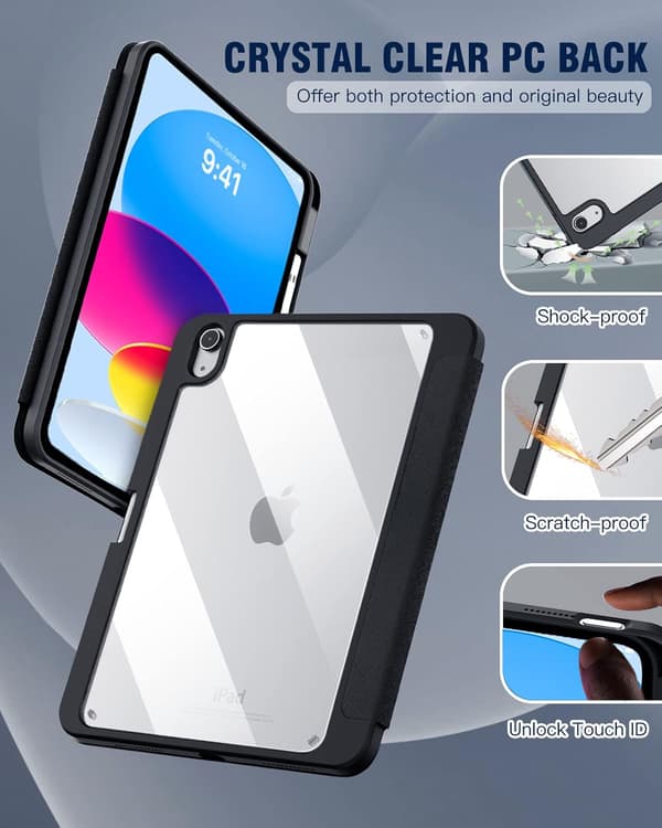 iPad 11 (2025) Case with Pen Holder, Slim Protective Case & Auto Wake/Sleep Black