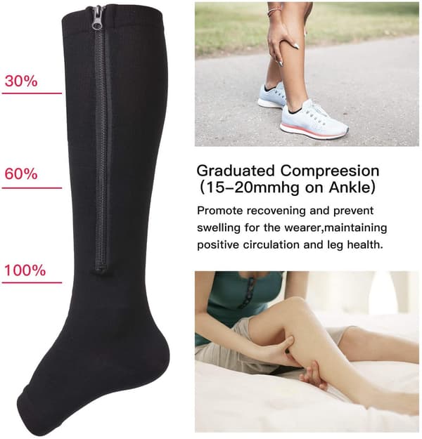 Zipper Compression Socks - 2 Pairs Open Toe Compression Socks_Super Gift