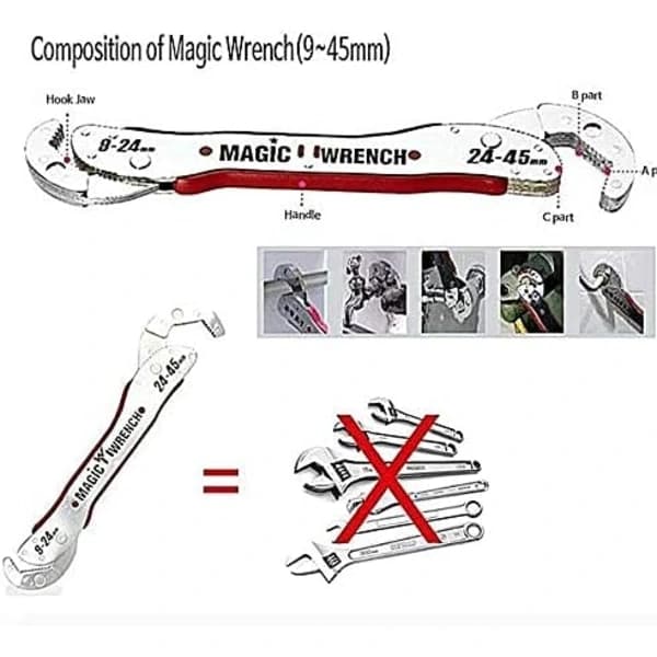 9-45 mm Universal Adjustable Automatic Ratchet Multifunctional Magic Wrench Quick Handle Universal Wrench