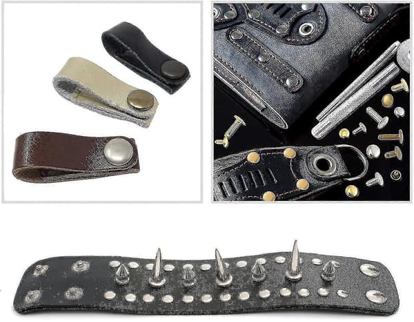 Lädernit 240 set 2 storlekar Dubbelnit Rörformade metallnitar--