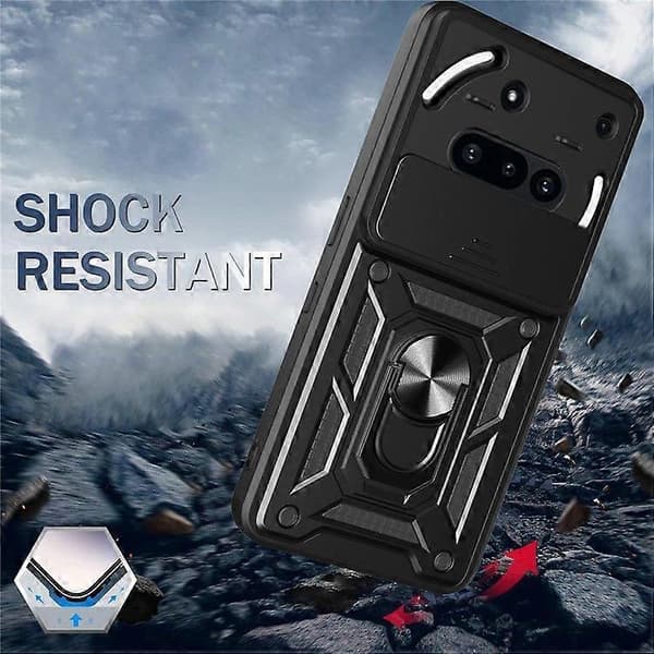 Case for Nothing Phone (3a) with Sliding Camera Cover PC + TPU Stand Phone Case (Silver)
