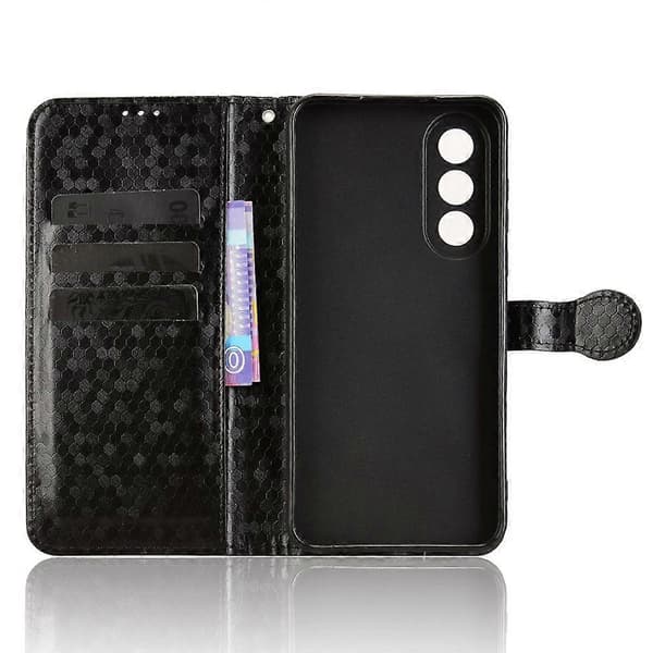 Wallet Case with Dot Pattern for OnePlus Nord 5 5G, PU Leather Phone Case with Wrist Strap (Black)