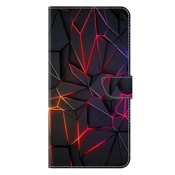 For iPhone 17 Pro Max Case with Card Slot Pattern Printed TPU + PU Leather Flip Phone Case - Red Cr (Red Cracks)
