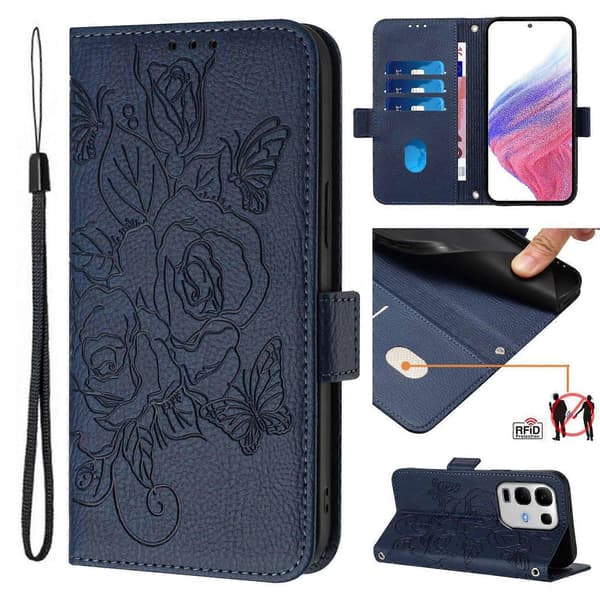 Embossed Rose RFID Anti-theft Leather Phone Case (For Infinix Note 50s)