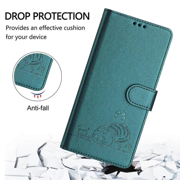Cat Mouse Embossed Pattern RFID Leather Phone Case with Lanyard (For Doogee Note 59 5G / Note 59 Pro)