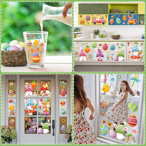 Easter Egg Bunny Window Stickers, Easter Decorations for Kids, Easter Stickers Easter Gifts for Kids Home