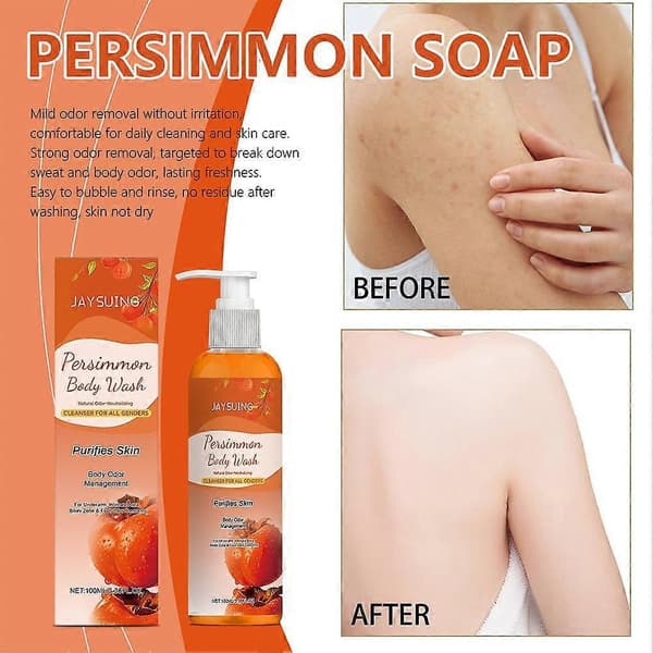 Kroppsvask med persimmon for lukt av eldre, luktfjernende deodorant-såpe