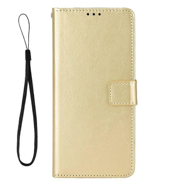 PU Leather Case with Crazy Horse Pattern Strap for OnePlus Nord 5 5G, Wallet Case (Gold)