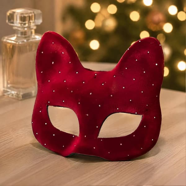 Kattemaskerade Maske – Glitrende Pailletter Halv Ansigt B