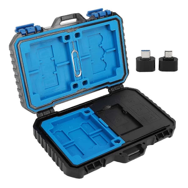 Compact Waterproof Memory Card Case with Card Reader OTG Function for Storage