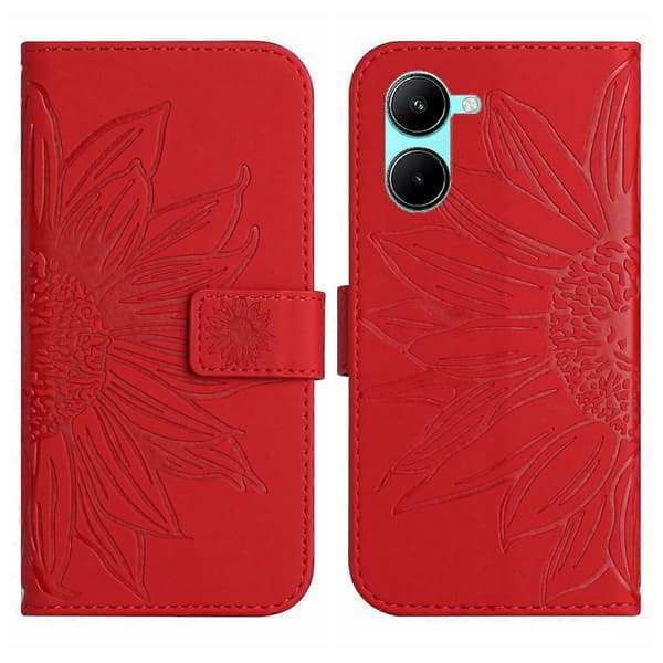 Flip Leather Phone Case with Sunflower Pattern and Lanyard for Realme 10 4G