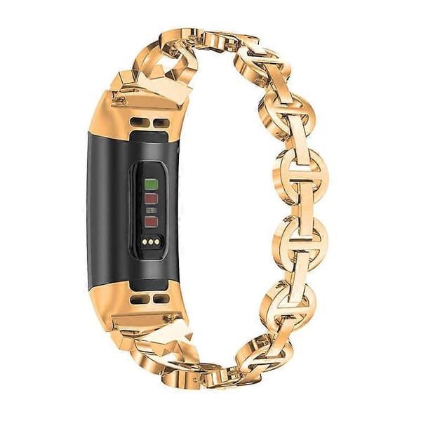 Rhinestone-dekoreret erstatningsrem i aluminiumslegering til Fitbit Charge 6 5 Smartwatch - Pink g
