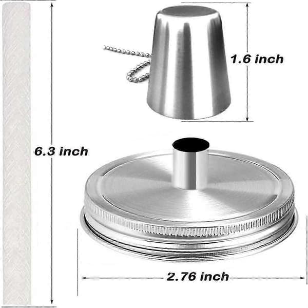Mason Jar Bordsfacklor Kit, 6-pack lock med vanlig mun, vekar och lock, utomhusoljelampor för
