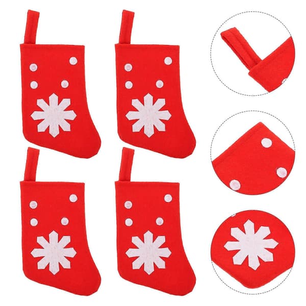 Julbestickpåse i tyg för förvaring, 4 st, röd julstrumpa-stil