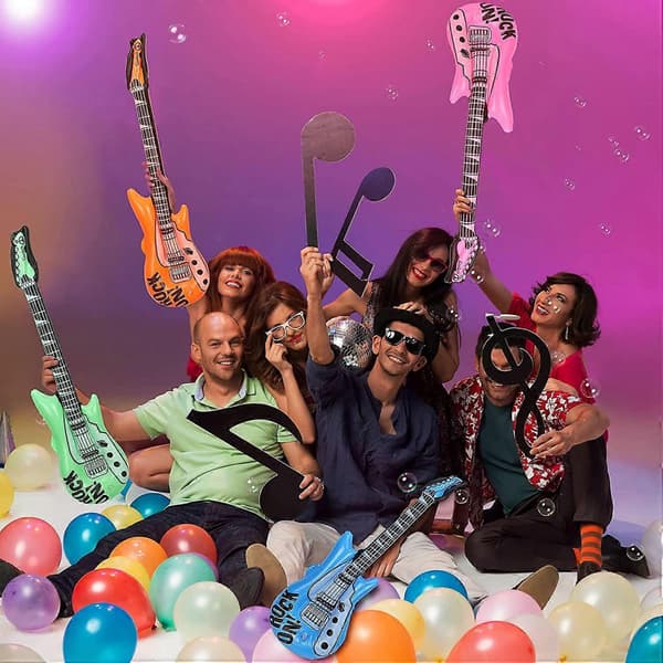 12 Stycken Uppblåsbar Gitarr 91 cm Uppblåsbar Gitarr Blandade Färger Inflatable_Kvalitetsgåvor
