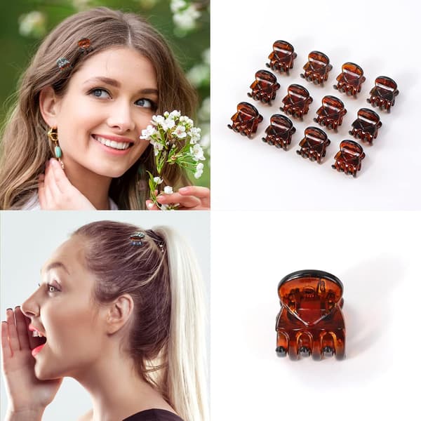 30 Mini Hårklemmer, Små Hårklemmer, Mini Kloklemmer, Sort og Brun