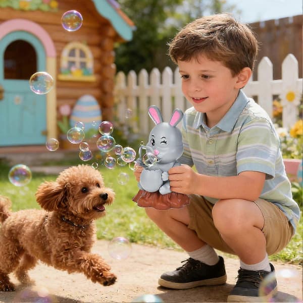 Rabbit Bubble Machine with Music Light Rechargeable Automatic Bubble Maker for Kids Party Easter Festival Decoration