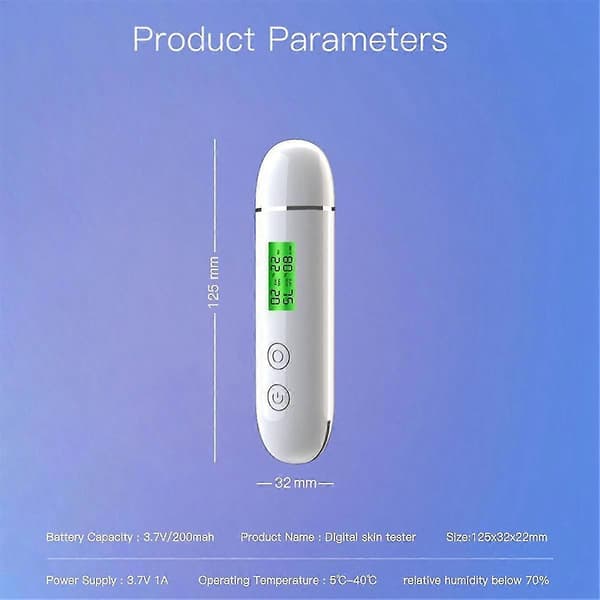 Hudfugtighedstester Smart Vand- og Olietester LCD-display Ansigtsfugtighedsmåler Fluorescerende Middeldetektor