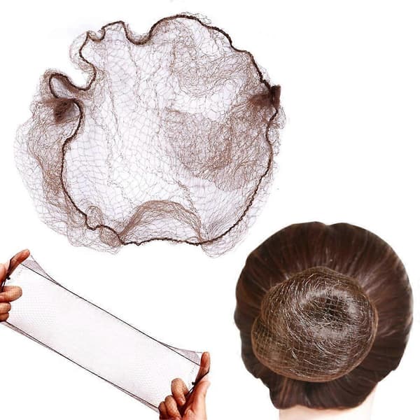 50 stk. Hårnet til knold Usynligt Elastisk Mesh 20 tommer 50 cm (Bulkpakning, Mørkebrun)