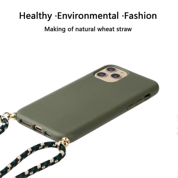 Wheat Straw + TPU Phone Case with Lanyard (For iPhone 15 Pro)