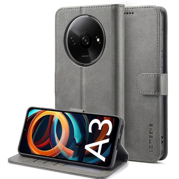 For Xiaomi Redmi A3 LC.IMEEKE Calf Texture Leather Phone Case (Grey)