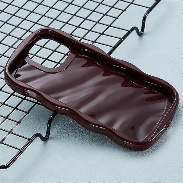 WT Series Compatible Case for iPhone 13 with Wavy Edge Hard PC Soft TPU Protective Cover (Wine Red)
