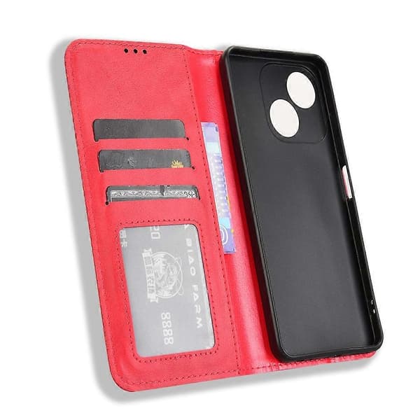 Retro PU Leather Wallet Stand Case for ZTE Blade A35e - Red (Red)