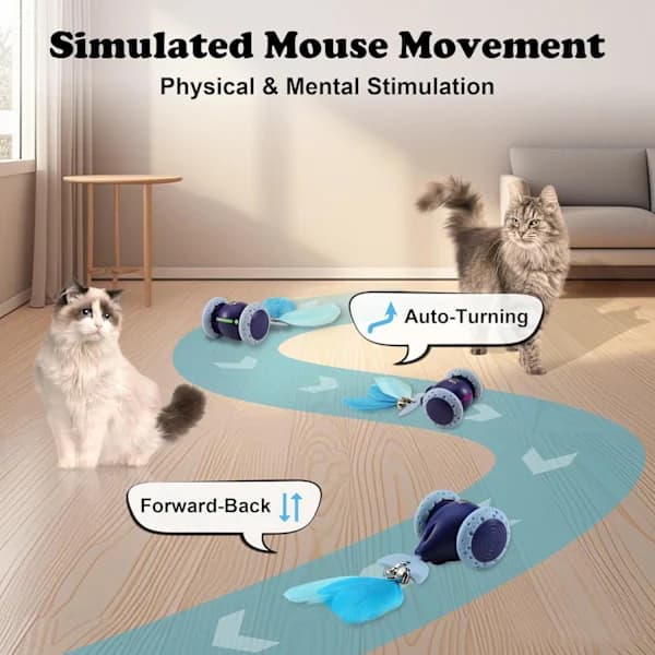 Interactive Cat Toy Mouse, Indoor Cat Toy, Automatic Cat Wheel, Rechargeable