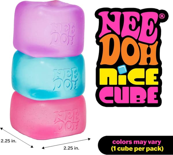 Schylling NeeDoh Nice Cube - Sensorisk klämleksak, Super Solid Squeeze - 2,25 tum (ca 5,7 cm) kub - (1 styck) Rosa Pink 1pcs