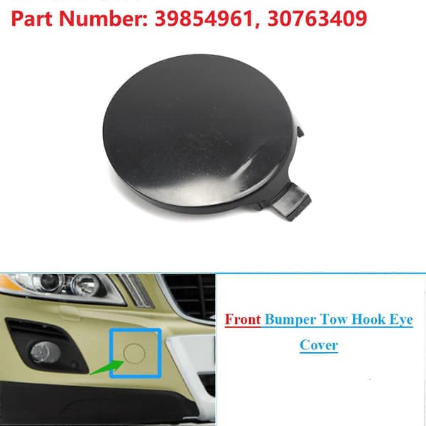 3X Trækøjedæksel til forkofanger til Volvo XC60 2009-2013 39854961 30763409 Svart
