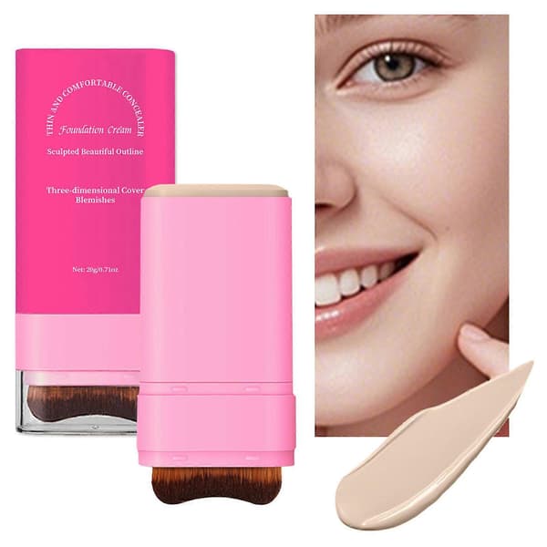 2-in-1 Eraser Foundation Stick 20g with Brush for Full Coverage Concealer Long-lasting