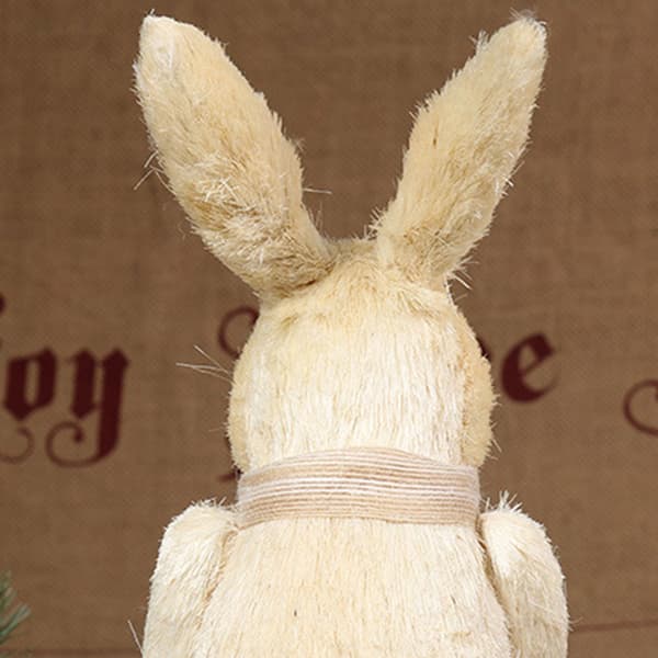 Easter Straw Bowknot Bunny with Carrot Basket Artificial Standing Rabbit for Dol