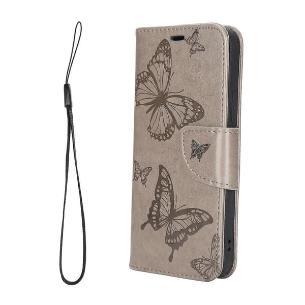 Wallet Case for iPhone 12 Pro PU Leather Wallet Case with Credit Card Slots (Grey)