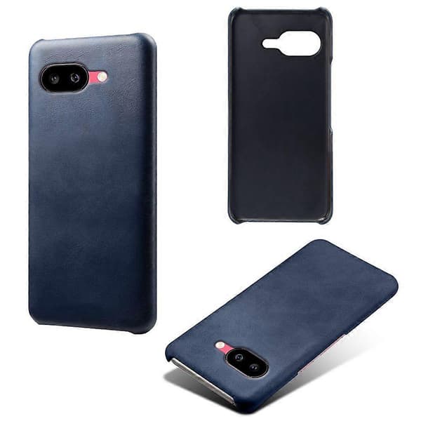 For Google Pixel 9a Case Calf Texture PU Leather Hard PC Protective Phone Cover (Blue)