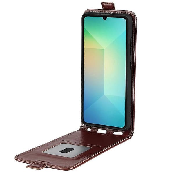 R64 Texture Simple Vertical Flip Leather Phone Case (Brown, For Samsung Galaxy A06 5G)