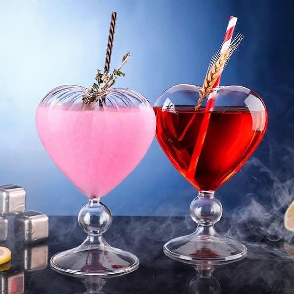 Kärlekshjärta Juicekopp Tumblerful Transparent Rand Dricksugrör Vinglas Present glossy