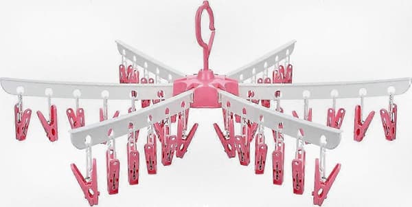 Foldable Drying Rack with 36 Clips, Foldable Plastic Clothes Hanger for Socks and Underwear