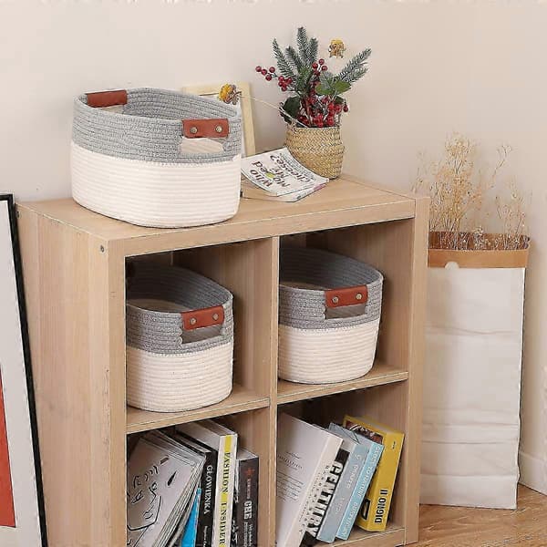 Home Decor Book Storage Basket, Woven Cotton Rope Basket, Organizer