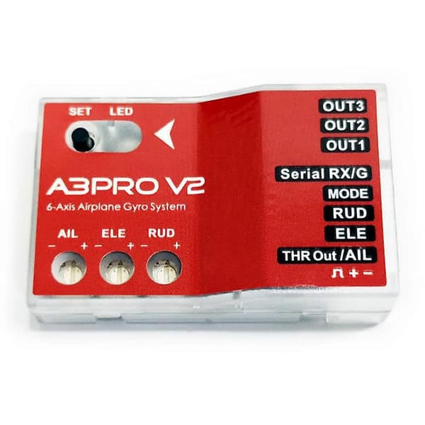 A3 Pro V2 6-gyrostabilisator flyvecontroller/gyroskop til RC fastvinget/-vinget V-hale flyelevator Röd