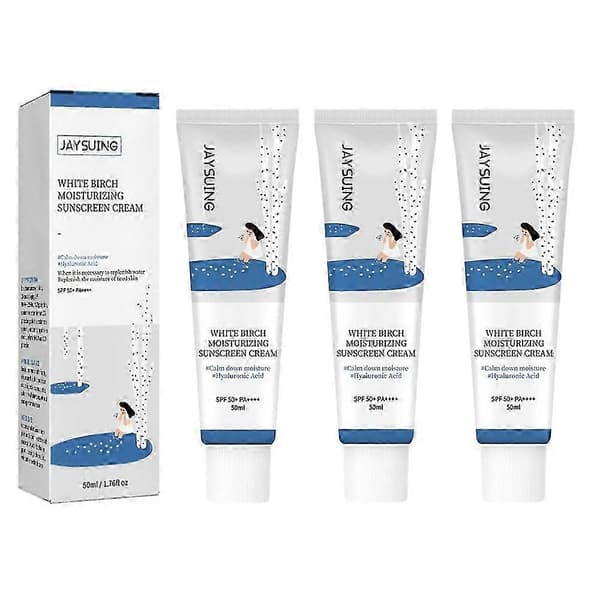 3X 50ml Birch Sap Moisturizing Sunscreen Spf50+ Refreshing Non-Sticky Facial Isolation Sunscreen