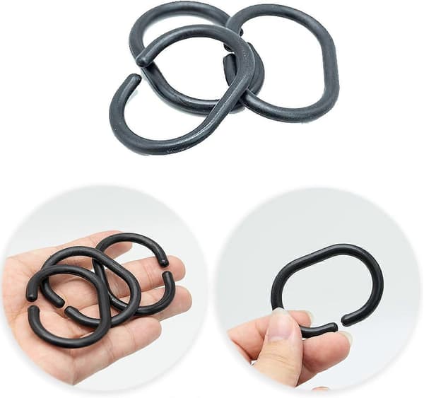 12-pack duschdraperiringar i plast, svarta ring001