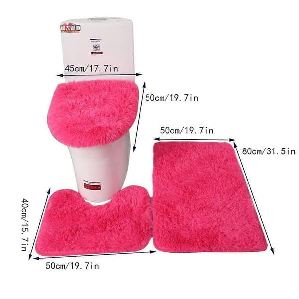 3 st/set Fluffiga Toalettsitsöverdrag Mattor Enfärgade Duschmattor Set Duschrum