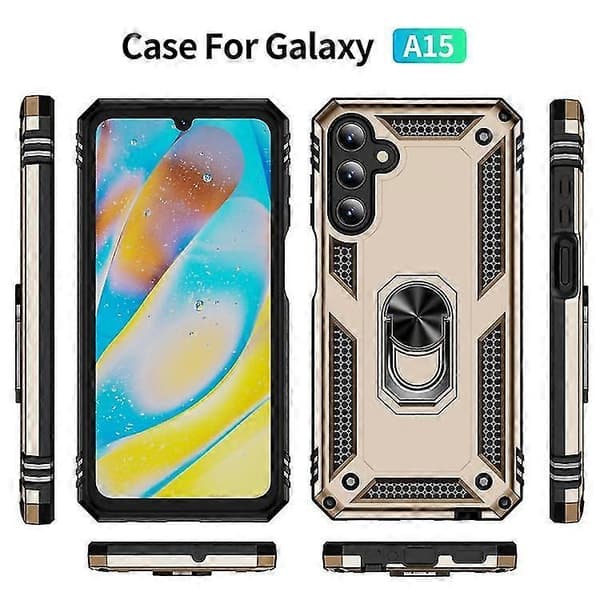 Støtsikkert TPU + PC mobildeksel til Samsung Galaxy A15 (Gull)